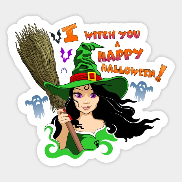 Halloween and the witch Sticker by Karlov Print